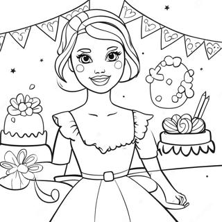 Pagina Para Colorear De La Celebracion De Cumpleanos De Barbie 23113-21227