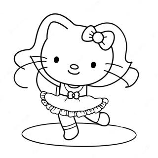 Pagina Para Colorear De La Linda Hello Kitty Bailarina Bailando 23294-21373