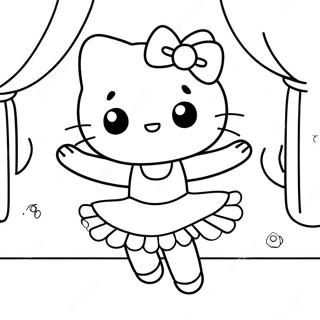 Pagina Para Colorear De La Linda Hello Kitty Bailarina Bailando 23294-21374