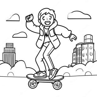 Pagina Para Colorear De Marty Mcfly Montando En Hoverboard 23304-21382