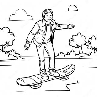 Pagina Para Colorear De Marty Mcfly Montando En Hoverboard 23304-21383