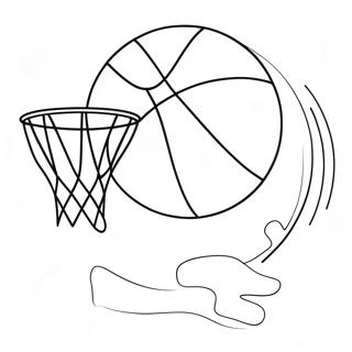 Pagina Para Colorear De Aro De Baloncesto Divertido Con Balon 23334-21407