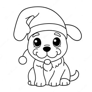 Pagina Para Colorear De Un Cachorro Navideno Jugueton Con Gorro De Santa 23364-21429