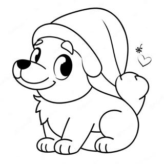 Pagina Para Colorear De Un Cachorro Navideno Jugueton Con Gorro De Santa 23364-21432