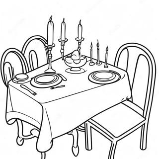 Pagina Para Colorear De La Mesa De Cena Alegre De Shabbat 23394-21456