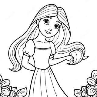 Pagina Para Colorear De Rapunzel Con Cabello Largo 23424-21479