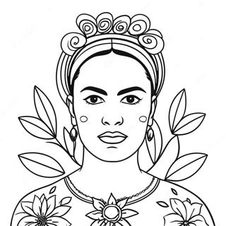 Pagina Para Colorear De Frida Kahlo Con Flores 2352-1925