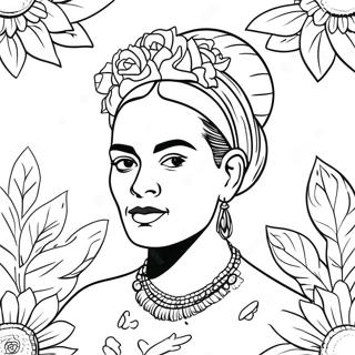 Pagina Para Colorear De Frida Kahlo Con Flores 2352-1927