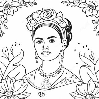 Pagina Para Colorear De Frida Kahlo Con Flores 2352-1928