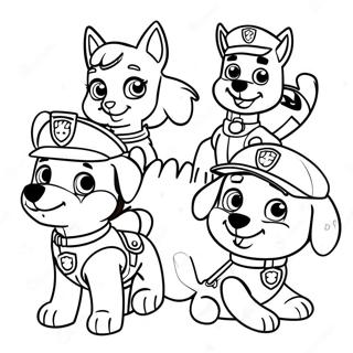 Pagina Para Colorear De Los Encantadores Personajes De Paw Patrol En Accion De Gracias 23554-21583