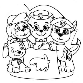 Pagina Para Colorear De Los Encantadores Personajes De Paw Patrol En Accion De Gracias 23554-21584