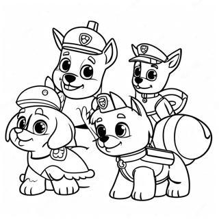 Pagina Para Colorear De Los Encantadores Personajes De Paw Patrol En Accion De Gracias 23554-21754