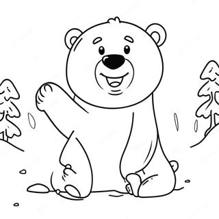 Pagina Para Colorear De Un Lindo Oso Polar Jugando En La Nieve 23594-21614