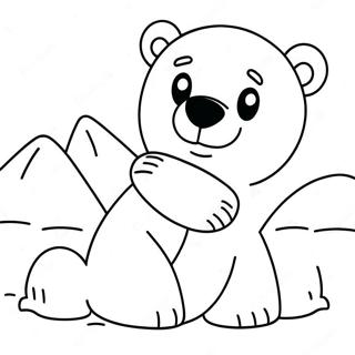 Pagina Para Colorear De Un Lindo Oso Polar Jugando En La Nieve 23594-21615