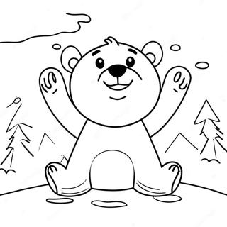 Pagina Para Colorear De Un Lindo Oso Polar Jugando En La Nieve 23594-21616