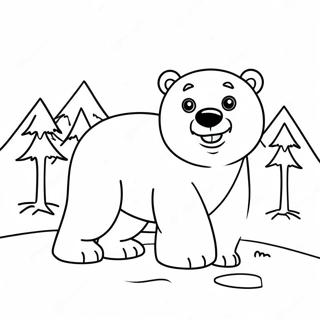 Pagina Para Colorear De Un Lindo Oso Polar Jugando En La Nieve 23594-21786