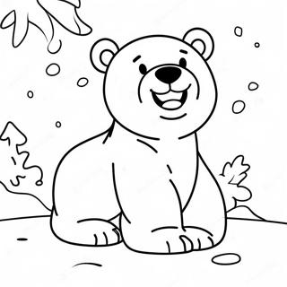 Pagina Para Colorear De Un Lindo Oso Polar Jugando En La Nieve 23594-21787