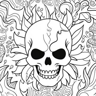 Pagina Para Colorear De Una Calavera Espeluznante Con Llamas 23604-21624