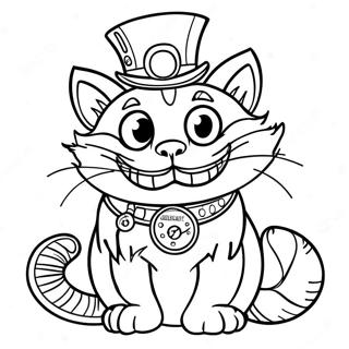 Pagina Para Colorear Del Gato De Cheshire En Estilo Steampunk 23724-21890