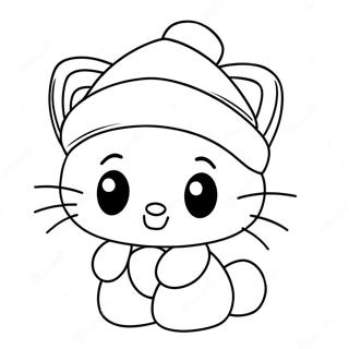 Paginas Para Colorear De Hello Kitty Festiva Con Gorro De Santa 23874-22009