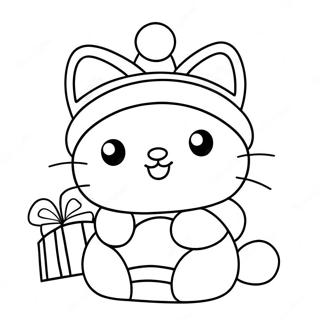 Paginas Para Colorear De Hello Kitty Festiva Con Gorro De Santa 23874-22011