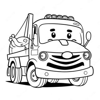 Pagina Para Colorear De Un Lindo Camion De Remolque Con Una Cara Feliz 24275-22324