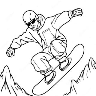 Pagina Para Colorear De Un Snowboarder Genial Realizando Trucos 24335-22369