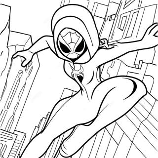 Pagina Para Colorear De Spider Gwen En Pose De Accion 24394-22414