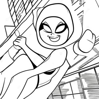 Pagina Para Colorear De Spider Gwen En Pose De Accion 24394-22415