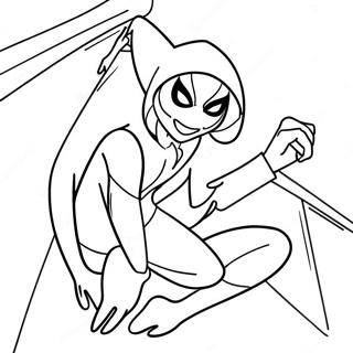 Pagina Para Colorear De Spider Gwen En Pose De Accion 24394-22416