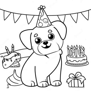 Pagina Para Colorear De Fiesta De Cumpleanos De Perro 24404-22423