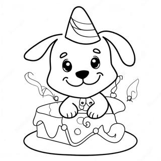 Pagina Para Colorear De Celebracion De Cumpleanos De Cachorro Adorable 24405-22426