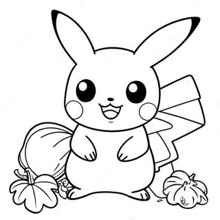 Pagina Para Colorear De Pikachu Con Pavo De Accion De Gracias 24455-22465