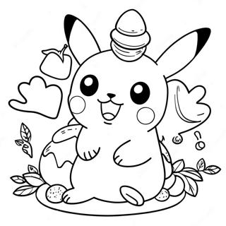 Pagina Para Colorear De Pikachu Con Pavo De Accion De Gracias 24455-22466