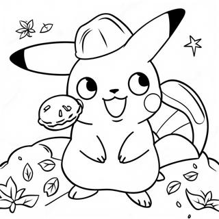 Pagina Para Colorear De Pikachu Con Pavo De Accion De Gracias 24455-22468