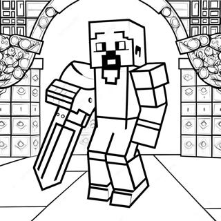 Pagina Para Colorear De Steve De Minecraft Con Armadura De Diamante 24716-22666