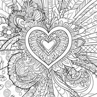 Pagina Para Colorear De Un Mandala De Corazon Psicodelico 24786-22723