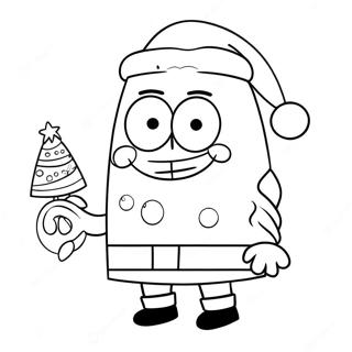 Pagina Para Colorear De Spongebob Con Gorro De Santa 2483-2023