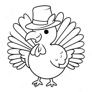 Paginas Para Colorear De Pavo Feliz Con Sombrero 24886-22803