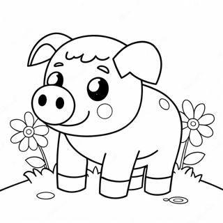 Paginas Para Colorear De Cerdo De Minecraft Adorable Con Flores 24956-22860