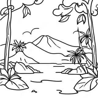 Pagina Para Colorear De La Escena Natural De Costa Rica 25045-22927