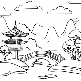 Pagina Para Colorear Del Hermoso Paisaje Asiatico 25086-22963