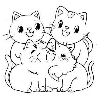 Pagina Para Colorear De Un Gato Lindo Con Adorables Gatitos 25125-22992