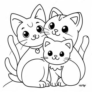 Pagina Para Colorear De Gatitos Juguetones Con Su Madre Gata 25126-22994