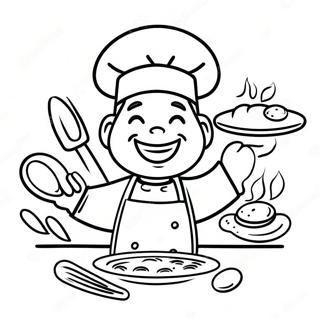 Pagina Para Colorear De Chef Feliz Cocinando 25286-23121