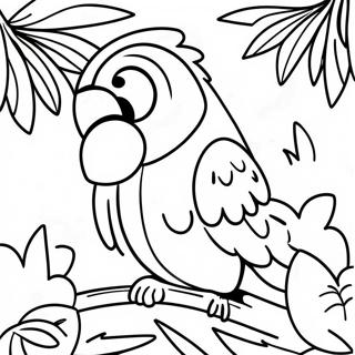 Pagina Para Colorear De Guacamayo Colorido En La Selva Tropical 25326-23153