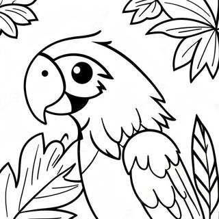 Pagina Para Colorear De Guacamayo Colorido En La Selva Tropical 25326-23154