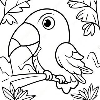 Pagina Para Colorear De Guacamayo Colorido En La Selva Tropical 25326-23155