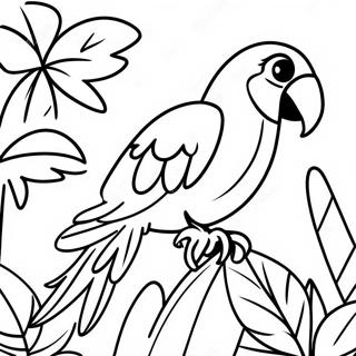 Pagina Para Colorear De Guacamayo Colorido En La Selva Tropical 25326-23156