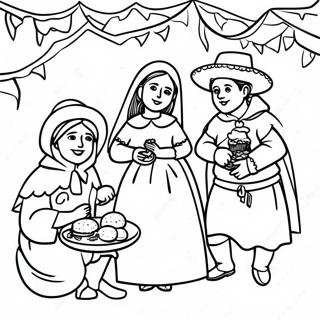 Pagina Para Colorear De La Escena Tradicional De Las Posadas 25475-23271